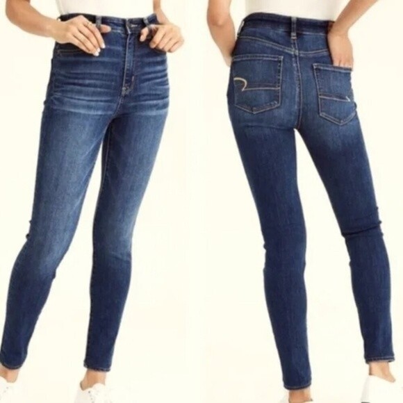 American Eagle Denim Low -Rise Skinny Jeans Stretch Jeggings Size 2 - Picture 1 of 8